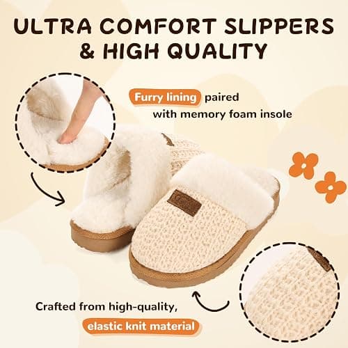 OOW Kids Slippers with Memory Foam Girls Boys House Slippers Fuzzy Indoor Shoes Warm Soft Plush Bedroom Slippers Slides thumbnail 4