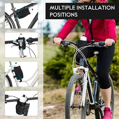 WUVOP Bike Cup Holder, Water Bottle Holder Handlebar with Mesh Pockets, Universal Cycling Bicycle Water Bottle Drink Cup Cage for Cruiser, Scooter, Mountain, Road Bike, Wheelchair thumbnail 5