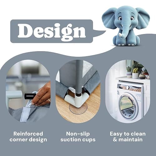 Todale Baby Playpen - 50 x 50 x 27 in Grey Pack of 1 - Effortless Setup & Travel Crib for Baby - Ventilated Panels & Play Pen for Babies 6-12 Months - Foldable Play Pen for Toddlers 1-3 thumbnail 6