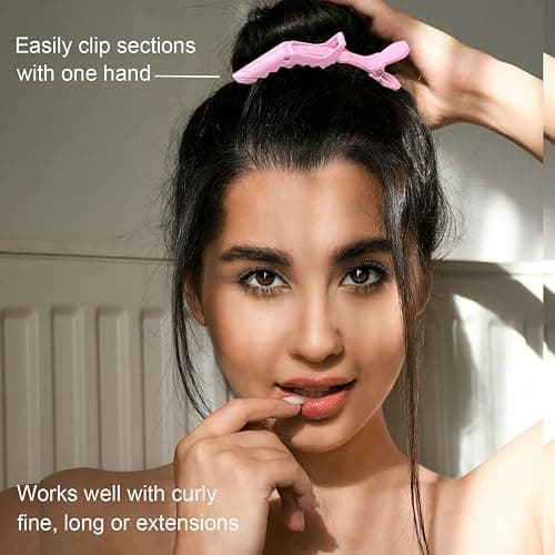 30 Pcs Alligator Hair Clip for Styling Sectioning - Salon Hair Clip for Thick Hair, Plastic Hair Styling Clip with Wide Teeth & Double-Hinged Design (Pink) thumbnail 6