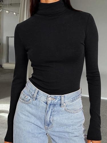 Trendy Queen Women's Turtleneck Long Sleeve Shirts Fall Fashion Basic Thermal Underwear Tops Winter Clothes 2025 thumbnail 6