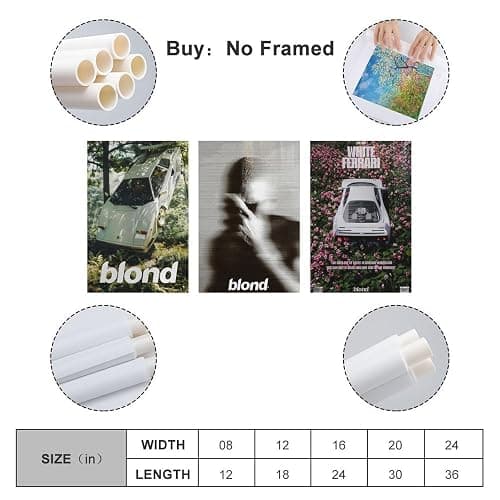 Zuiwumaoyi 3 PCS Frank Ocean Poster Music Cover Wall Art Canvas Room Decorative Aesthetic Print Decor Posters 08x12inch(20x30cm)-3pcs Unframe-style thumbnail 2