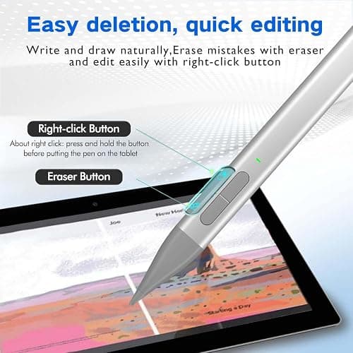 Slim Pen 2 for Microsoft Surface with 4096 Pressure, Eraser & Right-Click, Palm Rejection,Graphite Nib,for Surface Pro 12/11/10/9/8/7/6/5/4/X,Surface Go 4/3/2,Book 3/2/1,Laptop1-6,Surface Studio 2+/2 thumbnail 2