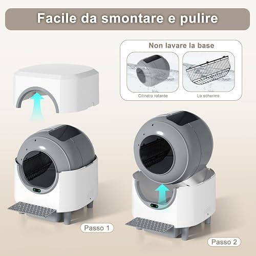 Ellenpent Lettiera Gatto Autopulente Silenziosa, Anti-Perdite/Schiacciamento/Odore, Lettiera Automatica Wifi per Gatti con APP, 90L Per Più Gatti, Svuotamento Con Un Solo Tasto, Facile da Pulire thumbnail 9