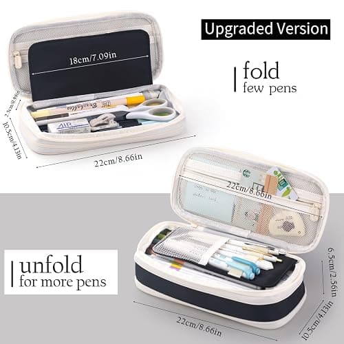 EASTHILL Big Capacity Pencil Case Large Pencil Pouch Stationery Pen Bag for Teen Girls-Black thumbnail 3