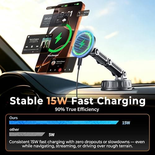 for MagSafe Car Mount Charger, Strong Magnetic Phone Holder for Your Car | Magnetic Adjustable Wireless Car Charger Fast Charging, Stable Phone Mount for Dash/Windshield, fits Phone 17 16 15 14 13 12 thumbnail 5