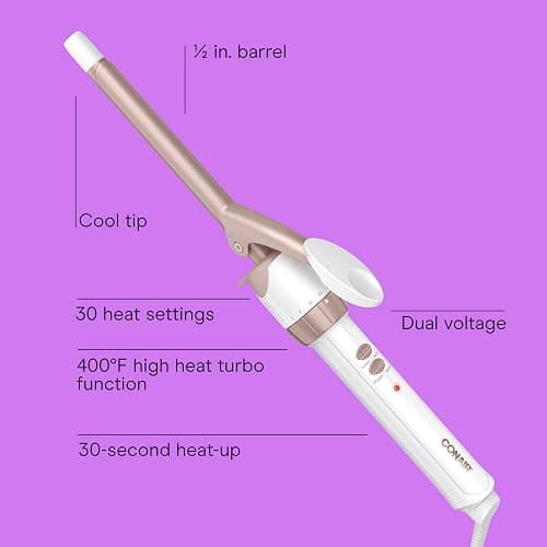 Conair Double Ceramic 1/2-Inch Curling Iron, 1/2-inch barrel produces spiral curls – for use on short to medium hair thumbnail 2