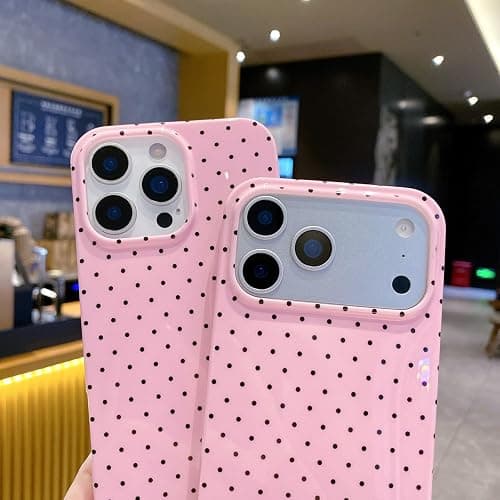 YUANLI Compatible with iPhone 15 Pro Case, Polka Dot Phone Case Cute Fashion Aesthetics Design TPU Slim Protection Cover for iPhone 15 Pro - Pink thumbnail 6