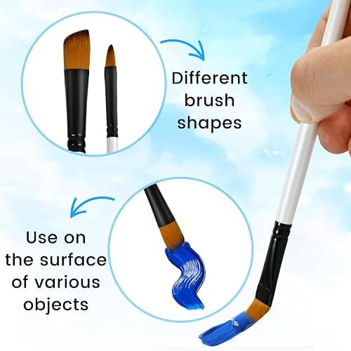 12 PCS White Color Paint Brushes Set, Acrylic Oil Professional Round Paint Brush for Watercolor, Art Brushes for Artists and Adults, Ideal for Water-Based Paints (Oblique Head) thumbnail 4