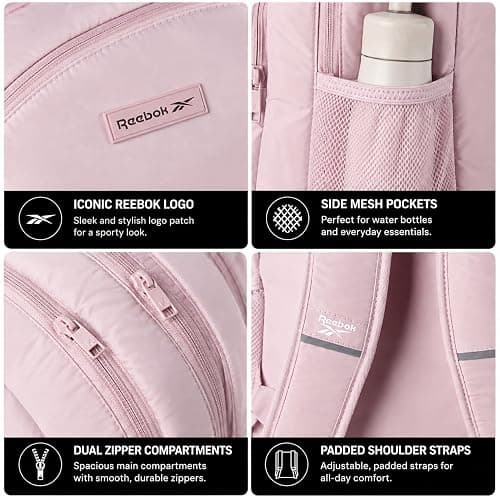 Reebok Backpack for Men & Women Lightweight Multipurpose Everyday Backpack | Padded Adjustable Straps and a Breathable Back Panel Fit a 15.6-Inch Laptop for Commuting Gym or Travel thumbnail 4
