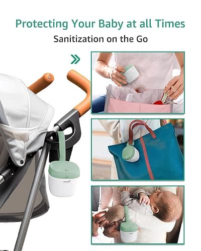 GROWNSY Pacifier Sanitizer Portable, UV Light Sanitizer on The Go, USB Charging Sanitizer Case, Mini Pacifier Sanitizer 99.99% Cleaned in 59 Seconds (Green) thumbnail 6