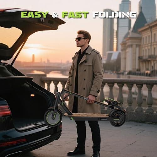Electric Scooter, 10"/8.5" Solid Tire, 500W/350W Powerful Motor & 19/22 MPH Top Speed, 28/25/22/16 Miles Long Range, Folding E Scooter with Dual Braking for Teens and Adults thumbnail 7