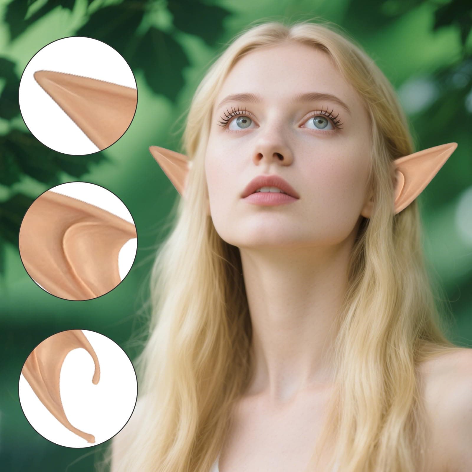 2 Pairs of Elf Ears, Elves Soft Latex Ears, Elf Ears, Jewellery for Kids and Adults, Lace Ears, Cosplay Accessories, Masquerade, Costume Party thumbnail 5