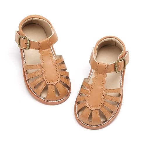 Felix & Flora Toddler Girls Sandals Soft Rubber Princess Flat Shoes Summer Flower Girl Shoes - Image 1