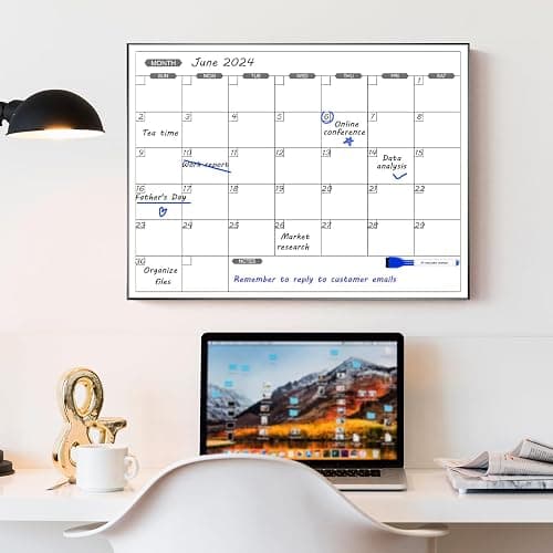 ARCOBIS Monthly Calendar Whiteboard, 24" x 18" Magnetic Dry Erase Calendar with Black Frame, Wall Hanging Planner for Home, Office, School thumbnail 2
