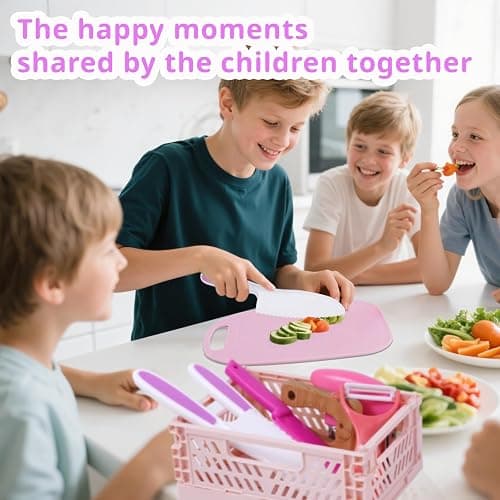 Montessori Kitchen Tools Set for Kids - 13 Piece Cooking & Baking Kit with Child-Safe Knives & Slicers for Ages 2-8 Years - Gift for Boys & Girls thumbnail 2