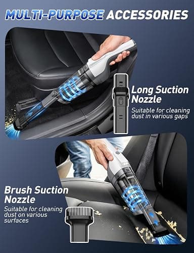 Handheld Vacuum Cordless, 15000PA Powerful Suction Hand Held Vacuum Cleaner, Car Vacuum Portable Cordless with Large-Capacity Dust Bin & LED Light, High Power Hand Vacuum for Home, Car, Office, Pet thumbnail 3