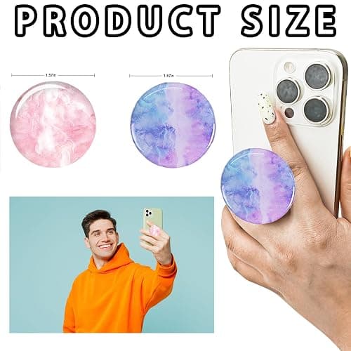 2PCS Phone Ring Holder Grips, Phone Grip with Expanding Kickstand, Phone Grips and Ring Phones Holder, Foldable Stand and Finger Holder, Compatible with Smartphones and Tablets, Ins Style thumbnail 2