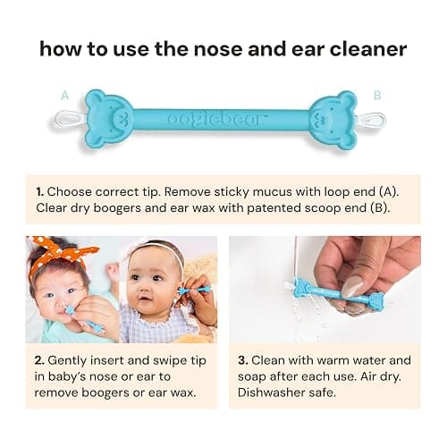 oogiebear - Nose and Ear Gadget. Safe, Easy Nasal Booger and Ear Cleaner for Newborns and Infants. Dual Earwax and Snot Remover. Aspirator Alternative - Two Pack with Case - Orange Seafoam thumbnail 5