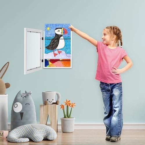[2-Pack] Kids Art Frames, 8.5x11 Front Opening Kids Artwork Frames Changeable, White Artwork Display Storage Frame for Wall, Holds 50 Pcs, for 3D Picture, Crafts, Hanging Art, Portfolio thumbnail 7