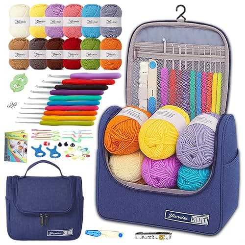 Yarniss Crochet Kits for Beginners, All in One Crochet Kits with 840 Yards Crochet Yarn, 10 Size Ergonomic Crochet Hooks 2.0mm~6.5mm - Image 1