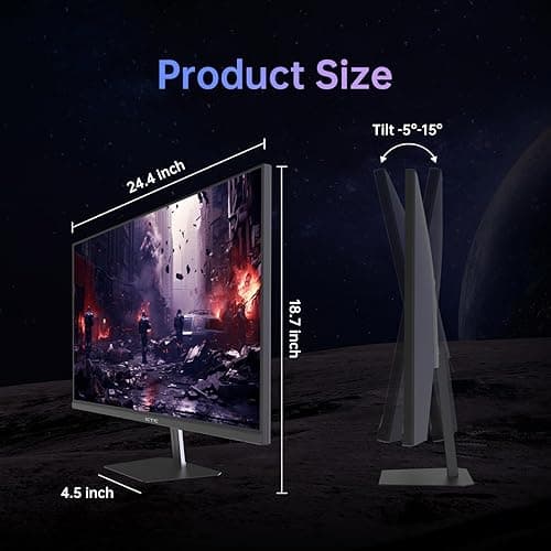 KTC 24.5'' Gaming Monitor 180Hz FHD,Fast IPS 1080P 1 ms, 128% sRGB HDR10,Freesync HDMI x 2 /DP x 1 VESA Tilt Adjustable Xbox PS5 Switch (HDMI Cable Included) thumbnail 7