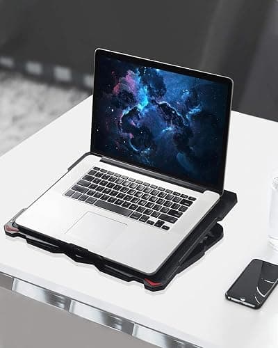 AICHESON Laptop Cooling Pad 5 Fans Up to 17.3 Inch Heavy Notebook Cooler, Blue LED Lights, 2 USB Ports, S035, Blue-5fans thumbnail 8