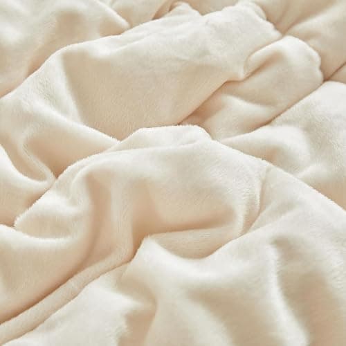 LenLuck Fluffy Full Size Comforter Set, Cream White Comforter with 2 Pillow Shams, Ultra Soft Thick Comforter, Fuzzy Bedding Plush Comforter Sets, Cozy Full Size Bed Set for All Seasons thumbnail 7