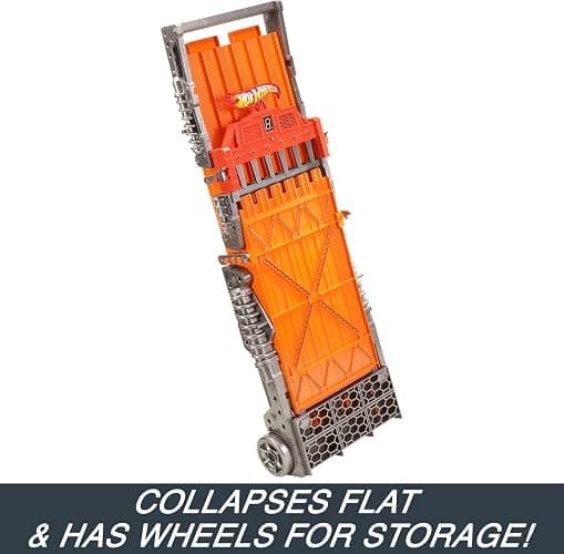 Hot Wheels Toy Car Playset with Lights, Sounds & 6 1:64 Scale Vehicles, Super 6-Lane Raceway, 8-foot Track that Rolls Up for Storage (Amazon Exclusive) thumbnail 5