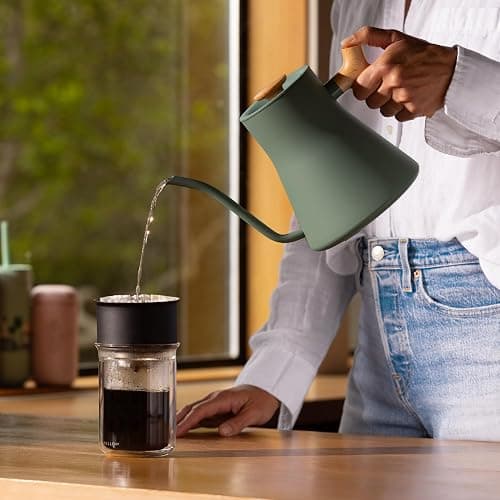 Fellow Stagg EKG Pro Electric Gooseneck Kettle - Pour-Over Coffee and Tea, Quick Heating, Precise Temperature Control, Scheduling, Built-in Brew Timer, Smoke Green with Maple Wood Handle, 0.9 Liter thumbnail 2