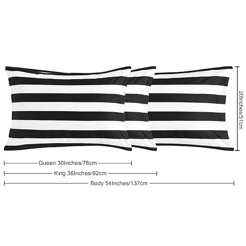 NTBAY Queen Striped Pillowcases Set of 2, 1800 Thread Brushed Microfiber Black and White Striped Pillow Cases, Super Soft and Cozy Envelope Closure 20x30 Pillowcases, 20x30 Inches thumbnail 3