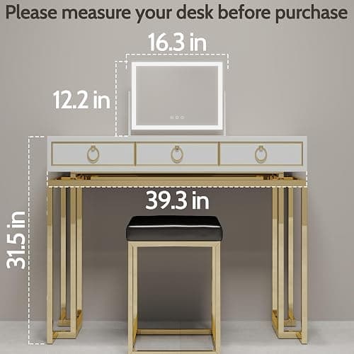 ROLOVE Lighted Makeup Mirror 16.3"x12.6", Hollywood Vanity Mirror with 10X Magnifier, 3 Color LED Lighting Modes, Smart Touch Control & 360° Rotation, Tabletop Makeup Mirror (White, Gift Ready) thumbnail 7