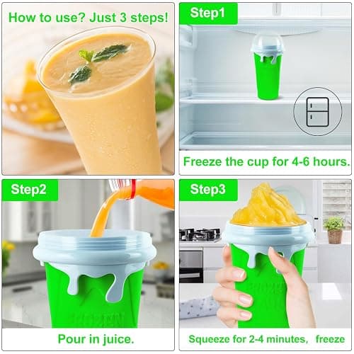 Slushie Maker Cup 2Pcs, 500ml Slushy Cup Silicone Slushy Maker Cup Quick Frozen Smoothies Squeeze Cooling Cup for Milk Shake, Fruit Juice, Cola thumbnail 5