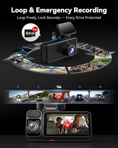 REDTIGER F17 4K 3 Channel Dash Cam, STARVIS 2 IMX675 HDR, 2160P+1080P+1080P Front Inside and Rear Triple Car Camera with 64GB Card, 5.8GHz WiFi GPS, IR Night Vision, G Sensor, WDR, Parking Mode thumbnail 6
