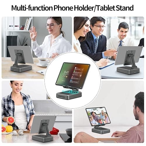 Jteman Wireless Bluetooth Speaker Tablet Stand, Adjustable with Bluetooth Speakers,Gifts for Women Men,Kitchen Gadget for Men,Compatible with Phones and Tablet (4.0-12.9'') - Graphite thumbnail 6
