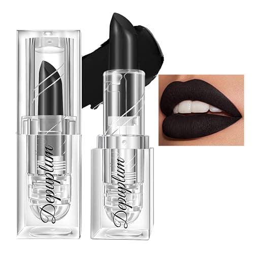 Halloween Black Lipstick Matte Body Painting Stick for Women Waterproof Long Lasting Dark Lipsticks Gothic Zombie Vampire Cosplay Cruelty Free Lipstick, DU-Black - Image 1