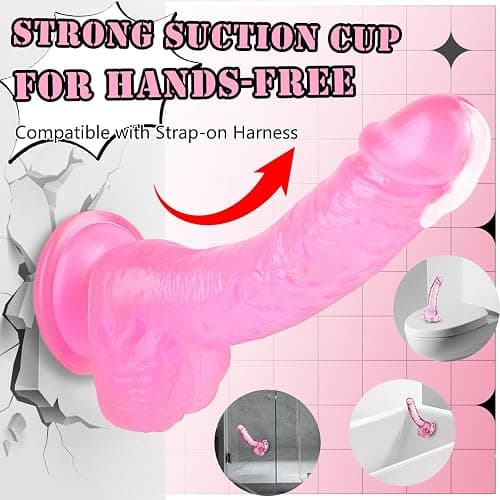 7.5" Soft Pink Dildo, Beginner-Friendly Realistic Anal Dildos Sex Toy | Body-Safe & Odorless, Strong Suction Cup, Adult Toys for G-Spot and Anal Play, Flexible Lifelike Penis for Women Men Couples thumbnail 3