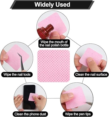 800 PCS Lint Free Nail Wipes,Non-Woven Fabric Nail Cleaning Pads Lash Extensions Glue Cleaning Wipes,accompanied by 1 Empty Pump-Style Bottle Dispenser Nail Care Set (Pink (800pcs)) thumbnail 6