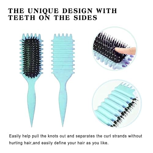 Curly Hair Brush Defining, curl brush, bounce curl，Curl Define Styling Brush for Curly Hair,Shaping and Styling Women's and Men Curls (#green, stripe) thumbnail 4