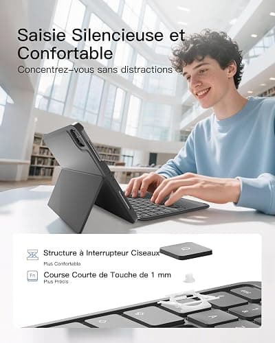 Inateck Coque Clavier pour iPad 11e/10e Gén, pour iPad 10e (10,9")/ 11e (2025 A16), Air 11" M3/M2, Air 6/5/4e, Pro 11 4e-1re, Clavier Ultraléger Détachable avec Pavé Tactile, Gris AceTouch thumbnail 7