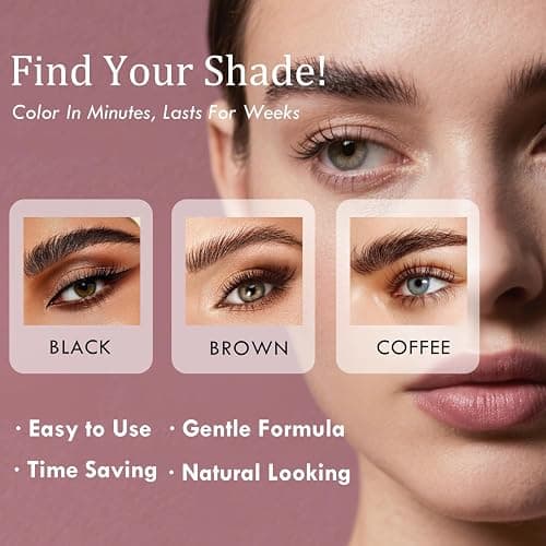 Lash Color Kit, Instant Eyebrow & Eyelash Color Kit with Natural Ingredients, Lasting for 4 Weeks Home DIY Coloring, Safe & Easy for Beginner 7ml-Brown thumbnail 2