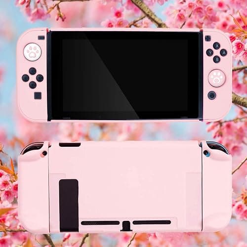 OLDZHU Pink Dockable Protective Case Cover Compatible with Nintendo Switch Joy-Con Controllers,with Glass Screen Protector and 4 Thumb Grips,Shock-Absorption and Anti-Scratch (Pink) thumbnail 5