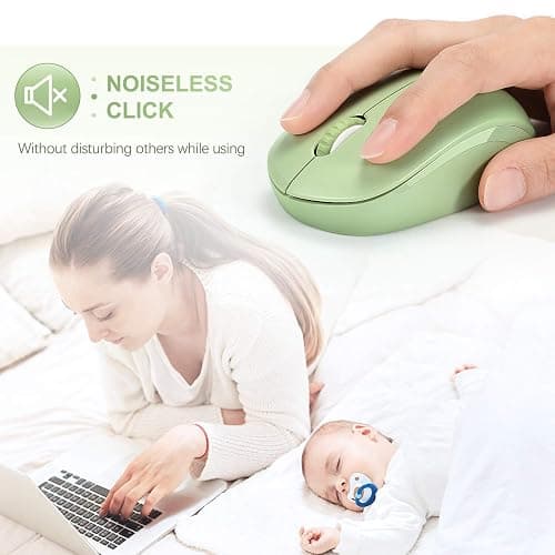 seenda Wireless Mouse, 2.4G Noiseless Mouse with USB Receiver Portable Computer Mice for PC, Tablet, Laptop with Windows System (Olive Green) thumbnail 2