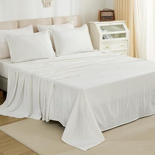 Litanika Queen Comforter Set Ivory - 7 Pieces Bed in a Bag Queen Bedding Comforter Sets, Solid Lightweight Bed Set with Comforter, Sheets, Pillowcases & Shams thumbnail 6