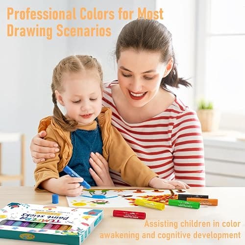 JUPITEARTH Tempera Paint Sticks for Kids, Quick Drying, 24 Colors | Non-Toxic and Washable Paint Sticks, 120 PDF Coloring Pages and 30 Stickers, Smooth, Mess-Free Art Supplies for Crafts thumbnail 7
