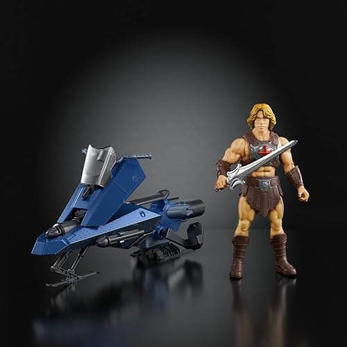 Masters of the Universe Vehicle & Figure 5.5 Inch Scale, Universe He-Man and Sky Sled Pack, 2026 Movie Accurate, Blaster & Projectiles (Amazon Exclusive) thumbnail 3