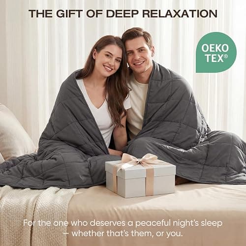 RJOP Cooling Weighted Blanket for Adults (15lbs, 60"x80") Heavy Blanket with Premium Glass, Queen Size Perfect for 190-210 lbs, Soft Breathable, Dark Grey thumbnail 8