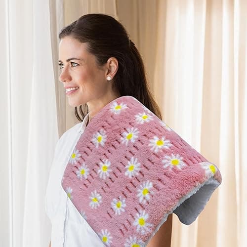 GOQOTOMO Flower Heating Pad for Back Pain Relief- 12" x 24"12 Heat Levels, 8 Timers Stay on, Machine Washable -F1224 - Pink - Pink flower thumbnail 8