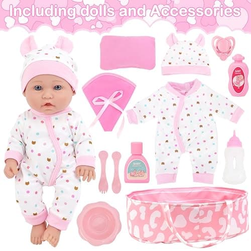 ZITA ELEMENT 12″ Baby Doll Sleeping Basket Set in Gift Box - 13 Piece Soft Baby Doll with Accessories, for Girls Ages 3+ thumbnail 6