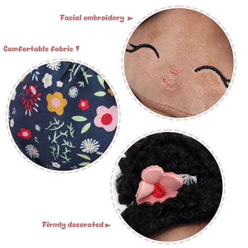 Jumbrace Soft Black Baby Doll Toys 16'' African American Baby Rag Doll for Girls, One Year Old Girl Birthday Gifts,Plush Toys for Toddlers Kids Infants (Black) thumbnail 4